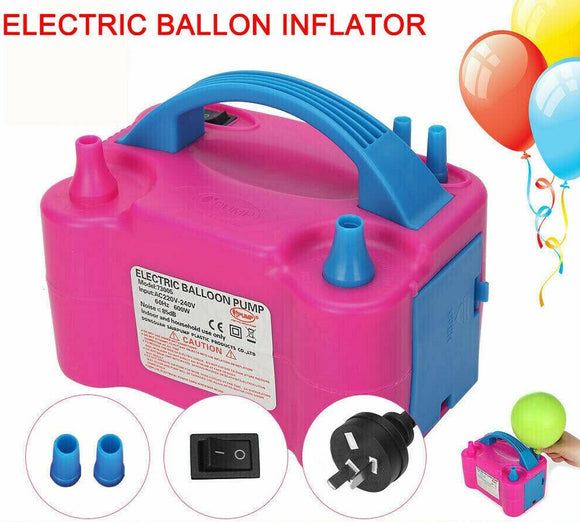 Electric Balloon Pump Ballon Inflator 600W Power 2 Nozzles Portable High Power