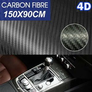 Gloss Black 4D 6D Carbon Fiber Vinyl Car Phone Laptop Wrap Sticker Film
