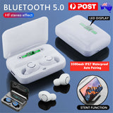 TWS Bluetooth 5.0 Wireless Headset Earphones Stereo Sport Gym Earbuds Waterproof