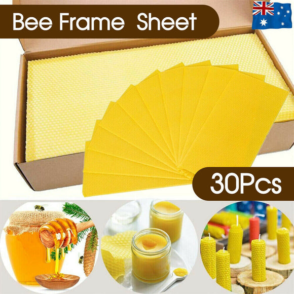 30Pcs Honeycomb Foundation Bee Hive Wax Frames Waxing Beekeeping Equipment Sheet