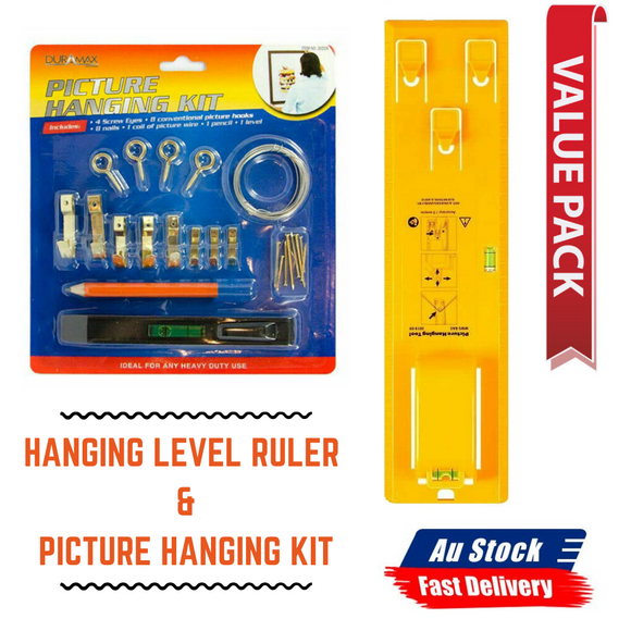 Picture Hanging Kit Set w/ Hanging Level Ruler DIY Photo Frame Hanging Wall Kit