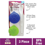 2pcs Pet Food Can Cover Lid Dog Cat Tin plastic Reusable Storage Cap w spoon