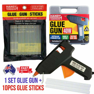 Electronic Glue Gun In Case 40W & Glue Sticks 100mm x 11mm 10pc