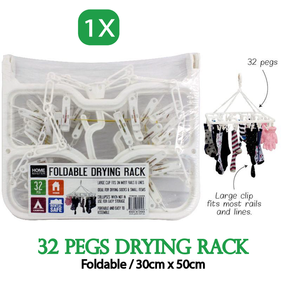 32Pegs Foldable Plastic Clothes Hanger Sock Dryer Organizer Underwear Rack Airer