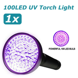 100 LED UV Flashlight Torch Light Lamp Ultraviolet Blacklight Aluminum 395 nM