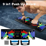 9 in1 Push Up Board Yoga Bands Fitness Workout Train Gym Exercise Pushup Stands