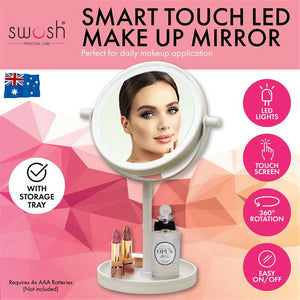 Double Sided Rotation Flexible Makeup Mirror Touch LED Light Cosmetic Vanity