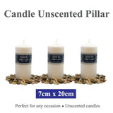 3x Pillar Unscented Candles Decor Candles Yorks St 7cm x 20cm