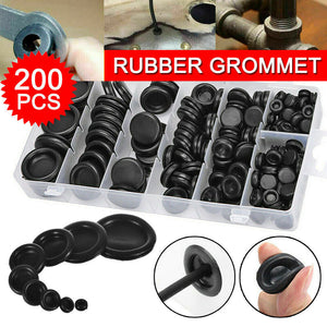 200 Pcs Auto Rubber Grommet Assortment Set Fastener Kit Blanking 7 Popular Sizes