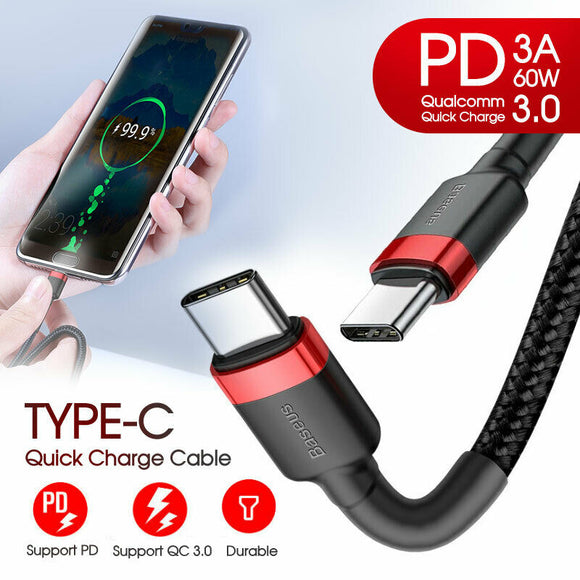 Baseus USB Type C to USB-C Cable QC3.0 60W PD Quick Charge Cable Fast Charging