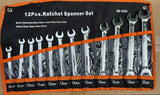 12Pcs 8MM-22MM Ratchet Spanner Set & Rolling Bag Hand Tool Kit
