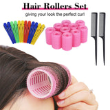 30Pcs Hair Rollers Set+ 12pcs Self Hairdressing Curler Clips +2 Combs Value Pack