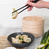 2 Tier Bamboo Steamer with lid Basket Round Food Dimsum Steam Kitchen 20cm