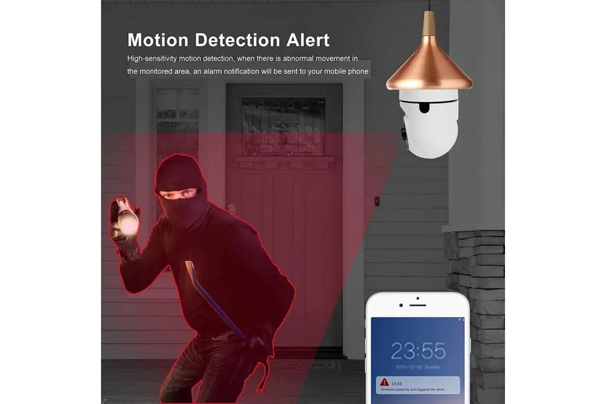 Panoramic 360° Wifi Camera Light E27 Bulb 1080P Security IP Camera Nig ...