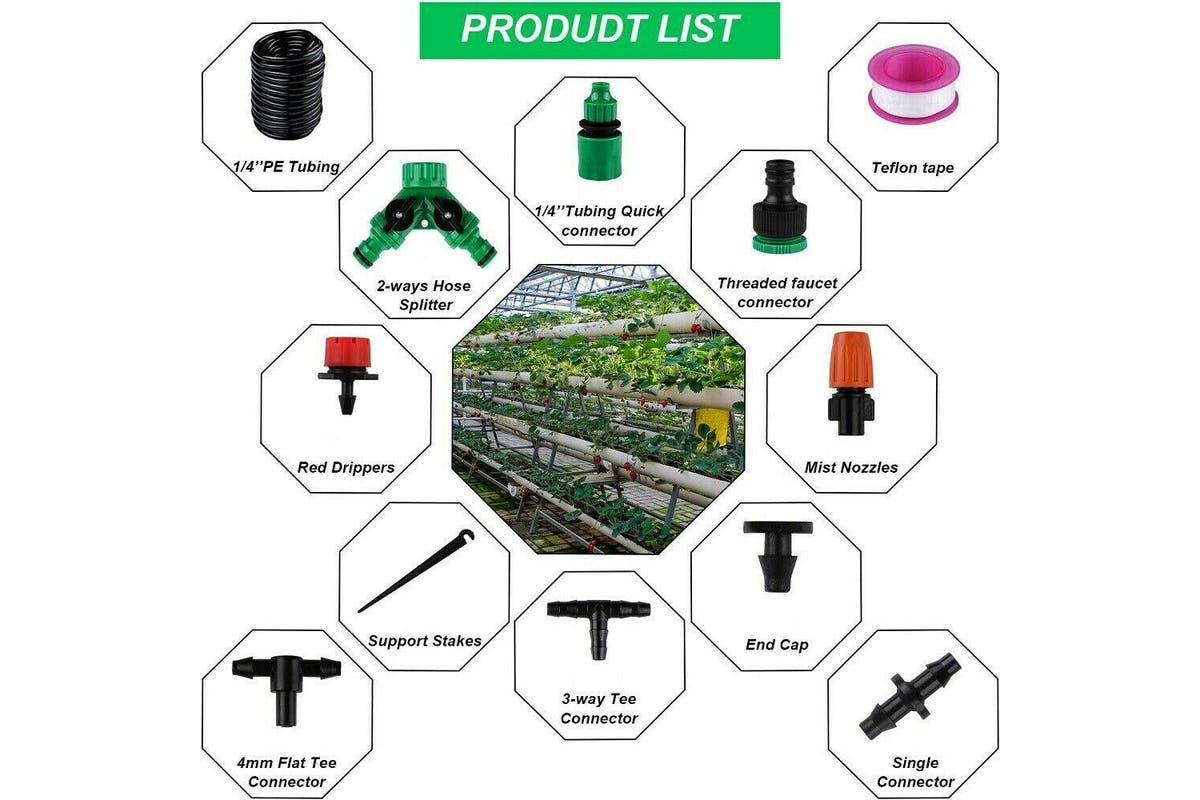 50M Hose Garden Irrigation System with Timer Plant Watering DIY Micro ...