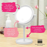 Double Sided Rotation Flexible Makeup Mirror Touch LED Light Cosmetic Vanity