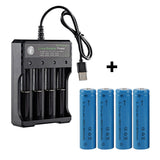 4x 3.7V 3600mAh Li-ion Rechargeable Battery + USB Smart Charger Indicator