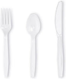 Cutlery Disposable Teaspoons Taster Spoons Forks Knives Plastic Party Picnic BBQ