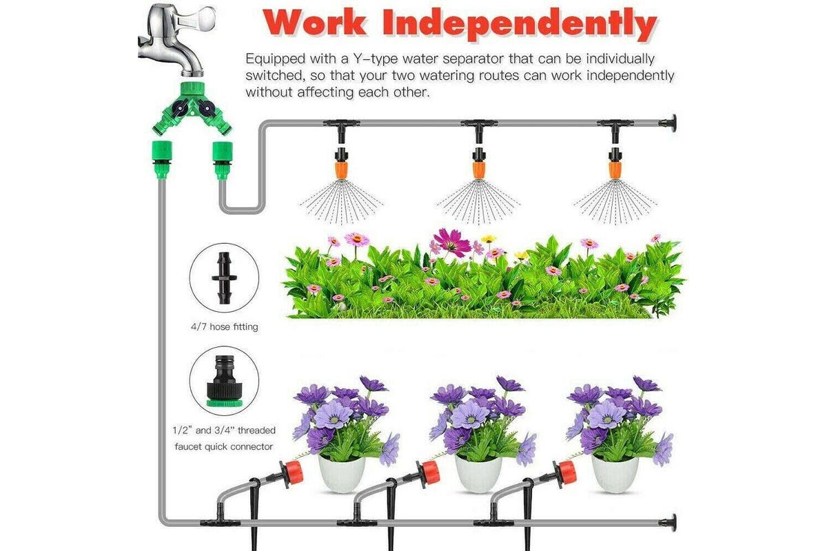 50M Hose Garden Irrigation System with Timer Plant Watering DIY Micro ...