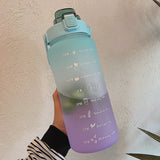 2L Sports Water Bottle Large Capacity Straw Time Motivational Fitness Jugs