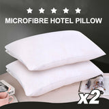 1 Pair Hotel Grade Pillow Cotton Cover Microfibre Filling Anti-bacterial 48x73cm