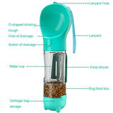 4 in1 Pet Feeder Puppy Dog Cat Water Bottle Cup Travel Pooper Scooper Outdoor