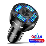 12V Car Cigarette Lighter Socket Dual QC3.0 USB Ports Fast Charger Power Adapter