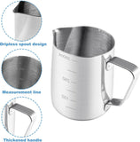 Stainless Steel Milk Coffee Pitcher Espresso Frothing Scale Jug Pot Latte Pen