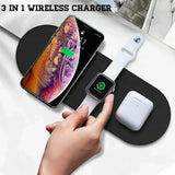 3 in1 QI Wireless Charger Charging Dock Station for Apple Watch / iPhone/ Pods