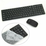 Wireless Keyboard and Cordless Optical Mouse for PC Laptop Win7/8/10 B & W Slim