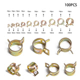 100pcs Steel Spring Clip Hose Clamps 6-22mm Adjustable Range Worm Gear Stainless