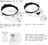 Jeweler Magnifier Head-Mounted Headband Light 2 LED Lamp Magnifying Lens Glass