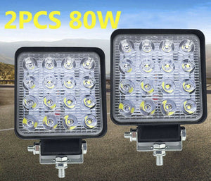 2x 80W LED Work Light Offroad Flood Square Lamp Truck Boat 4WD
