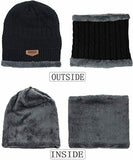 Winter Knitted Hat Men Fur Women Neck Warm Chunky Beanie Fleece Ski Cap