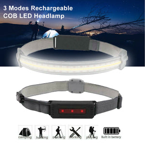 3 Modes USB Rechargeable COB LED Headlamp Headlight Lightweight Head Torch SR