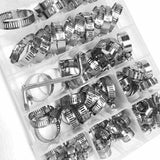 91Pcs Stainless Steel Hose Clamps Clip Adjustable Range Worm Gear Pipe Clamp Kit