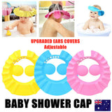 ADJUSTABLE BABY SHOWER CAP KIDS BATH SHAMPOO SHIELD WASH HAIR HAT EAR COVERS