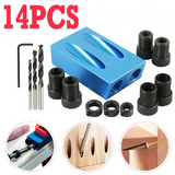 14PCS 15° Pocket Hole Screw Jig Dowel Drill Set Wood Tool kit Angle Hole Locator