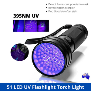 51 LED 395 nM UV Flashlight Ultraviolet Blacklight Aluminium Torch Light Lamp