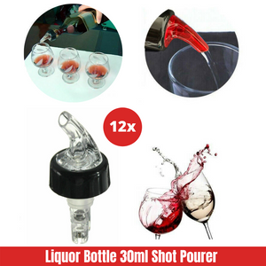 12x Liquor 30ml Shot Bottle Pourer Dispenser Measure Wine Spirit Nip Barware Tool EE