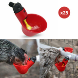 25x Automatic Cups Water Feeder Poultry Chicken Waterer