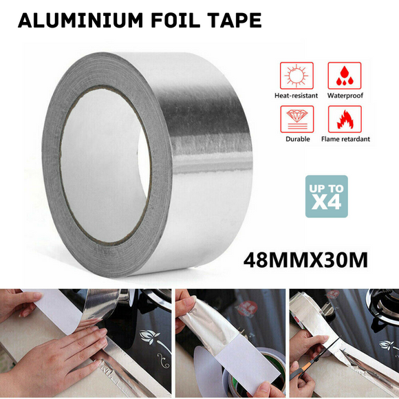 Aluminium Foil Adhesive Tape Heat Shield Duct Sealing Silver Repair Waterproof