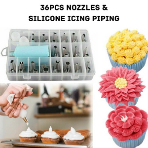 36pcs Nozzle + Silicone Icing Piping Cream Bag Set Cake Decorating Tool