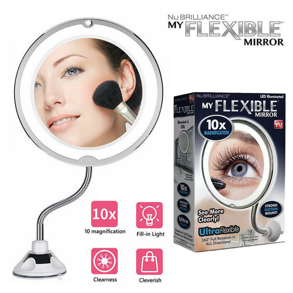 360° Rotation & 10X Magnifying Makeup Mirror With LED Light