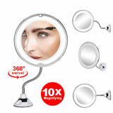 360° Rotation & 10X Magnifying Makeup Mirror With LED Light