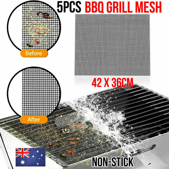 5Pcs Mintiml Charcoal BBQ Grill Mesh Mat Non-Stick Cooking Barbecue Liner Sheet