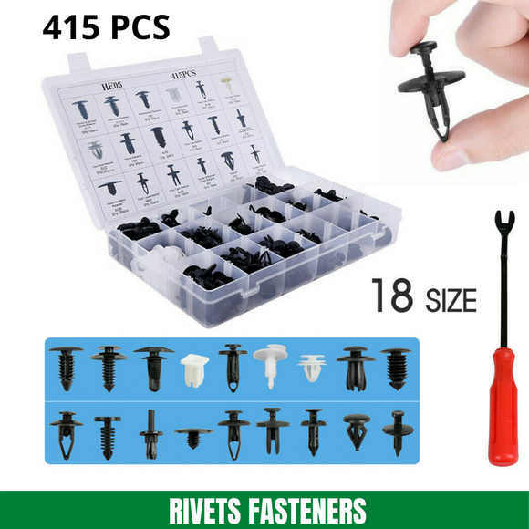 415 PCS Plastic Material Auto Fastener HE06 Series Push Pin Clips