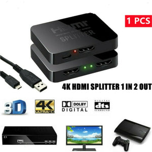 HDMI Splitter 1080P 1 In 2 Out Video Duplicator Full HD 3D 4K Monitor USB Power