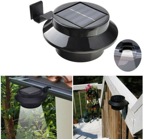 LED Solar Power Wall Fence Gutter Light Sensor Security Garden Porch Yard Lamps