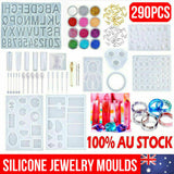 290pcs DIY Jewelry Mould Handmade Crystal Mould Set Silicone Resin Mold Kit